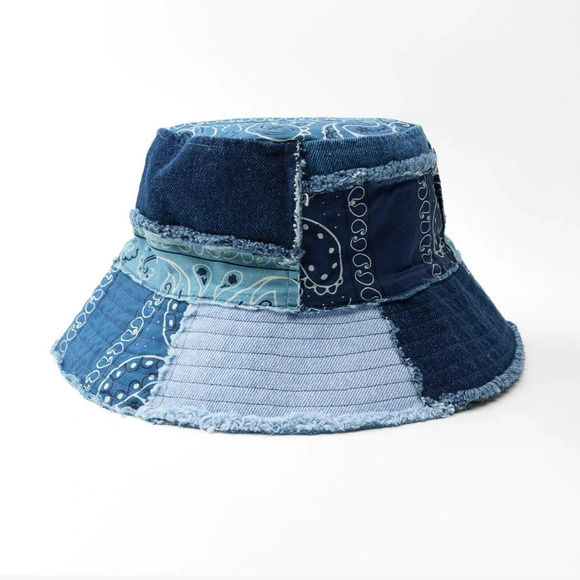 ZARA PATCHWORK DENIM BUCKET HAT - Picture 2 of 5